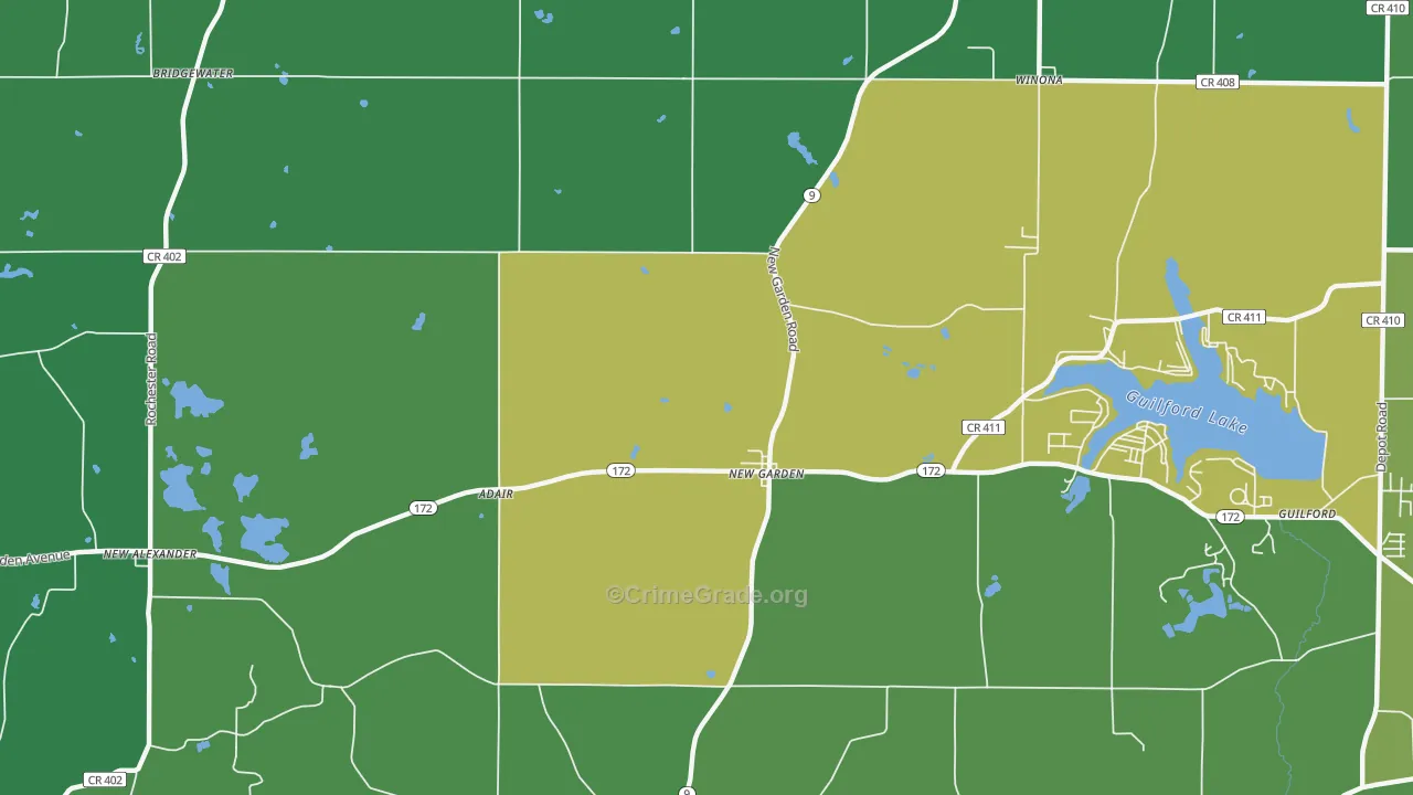 New Garden, OH Map of Vandalism Rates