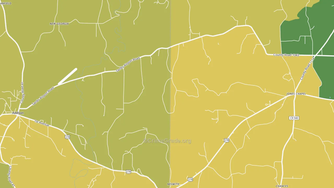 New Georgia, AL Map of Vandalism Rates