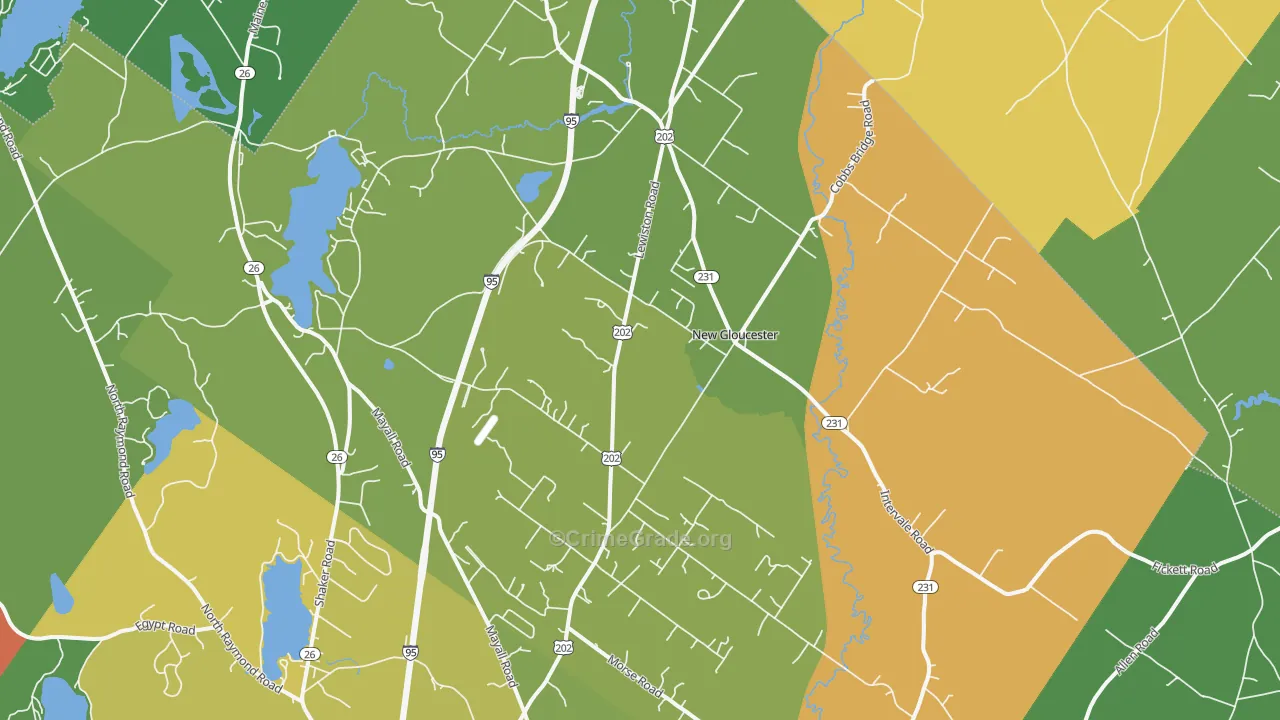 New Gloucester, ME Map of Vandalism Rates
