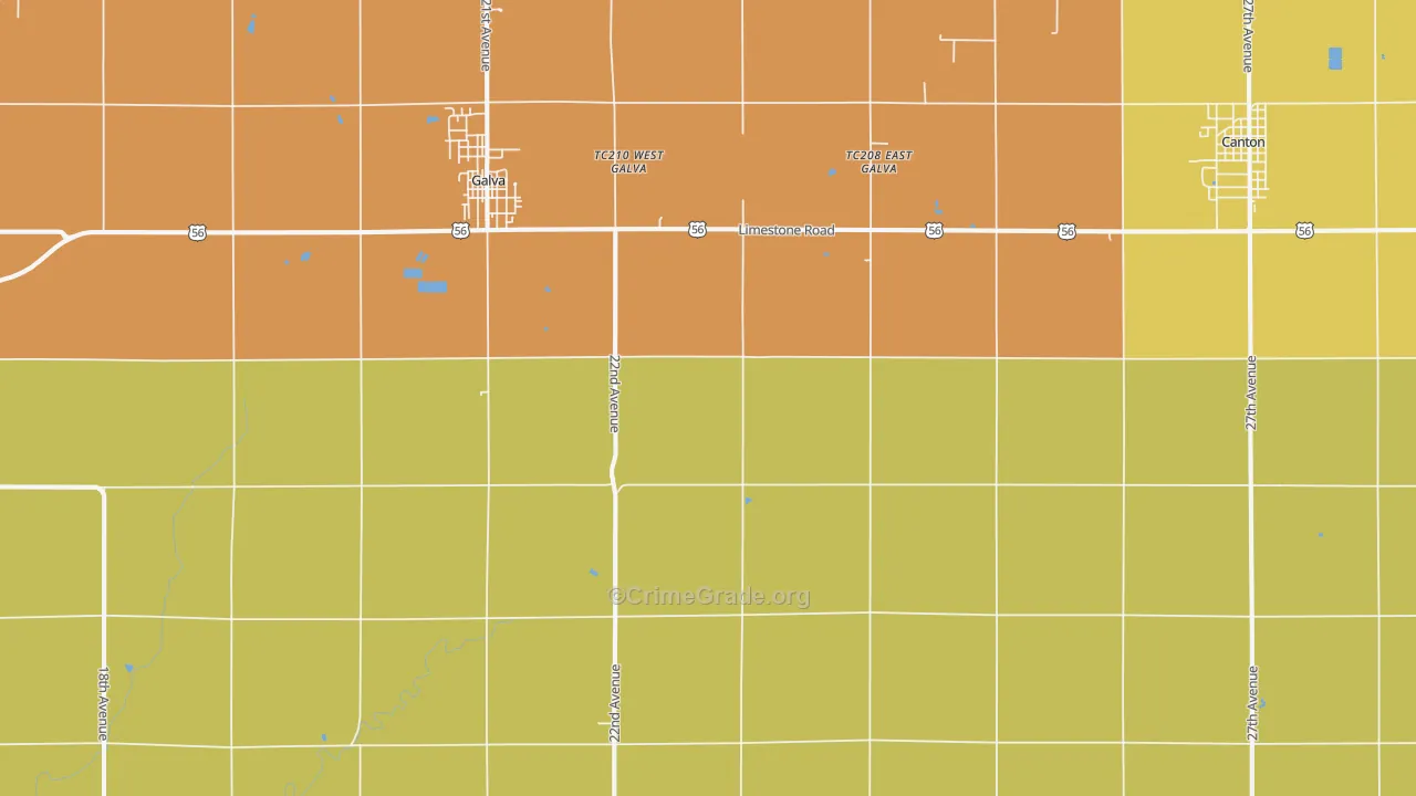 New Gottland, KS Map of Vandalism Rates