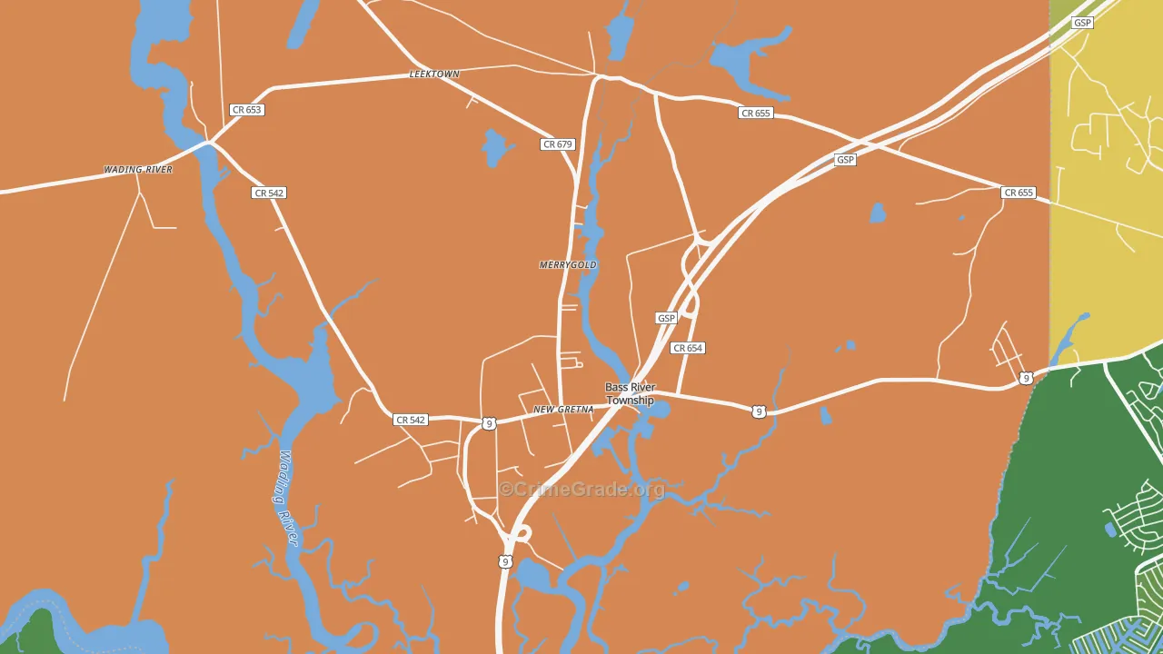 New Gretna, NJ Map of Vandalism Rates
