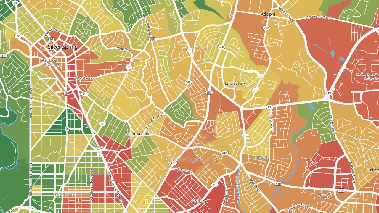New Hampshire Gardens, Takoma Park, MD Map of Vandalism Rates