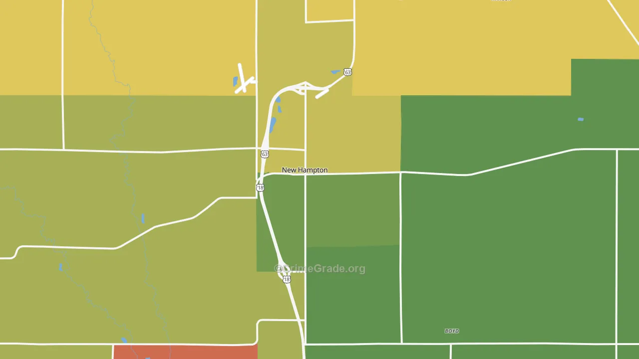 New Hampton, IA Map of Vandalism Rates
