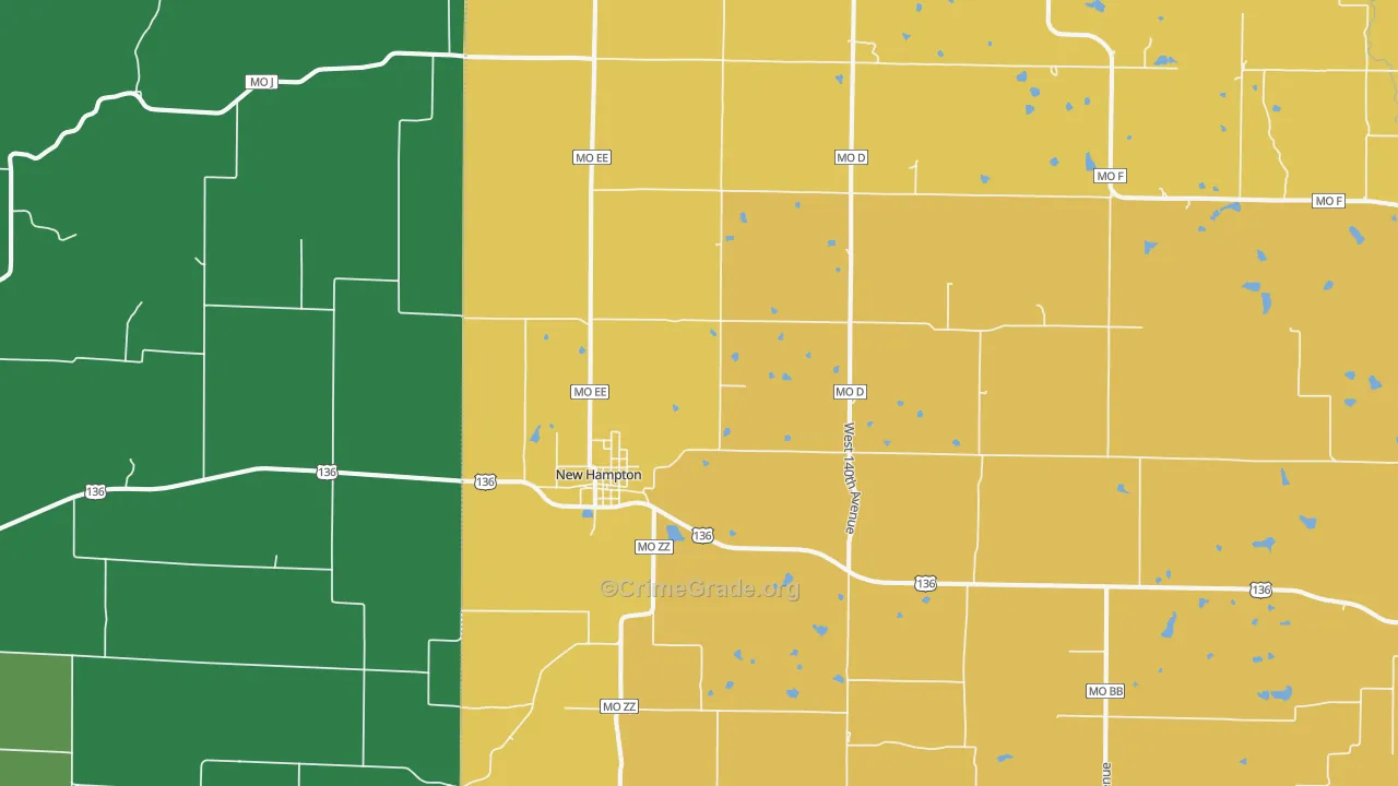 New Hampton, MO Map of Vandalism Rates