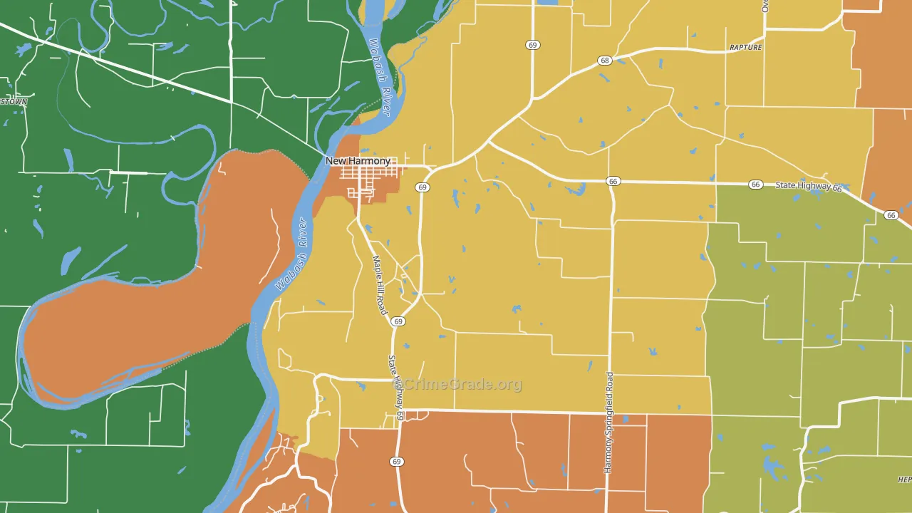 New Harmony, IN Map of Vandalism Rates