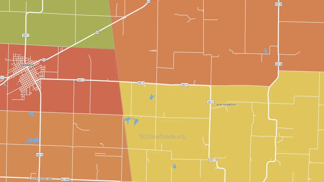 New Harmony, MO Map of Vandalism Rates