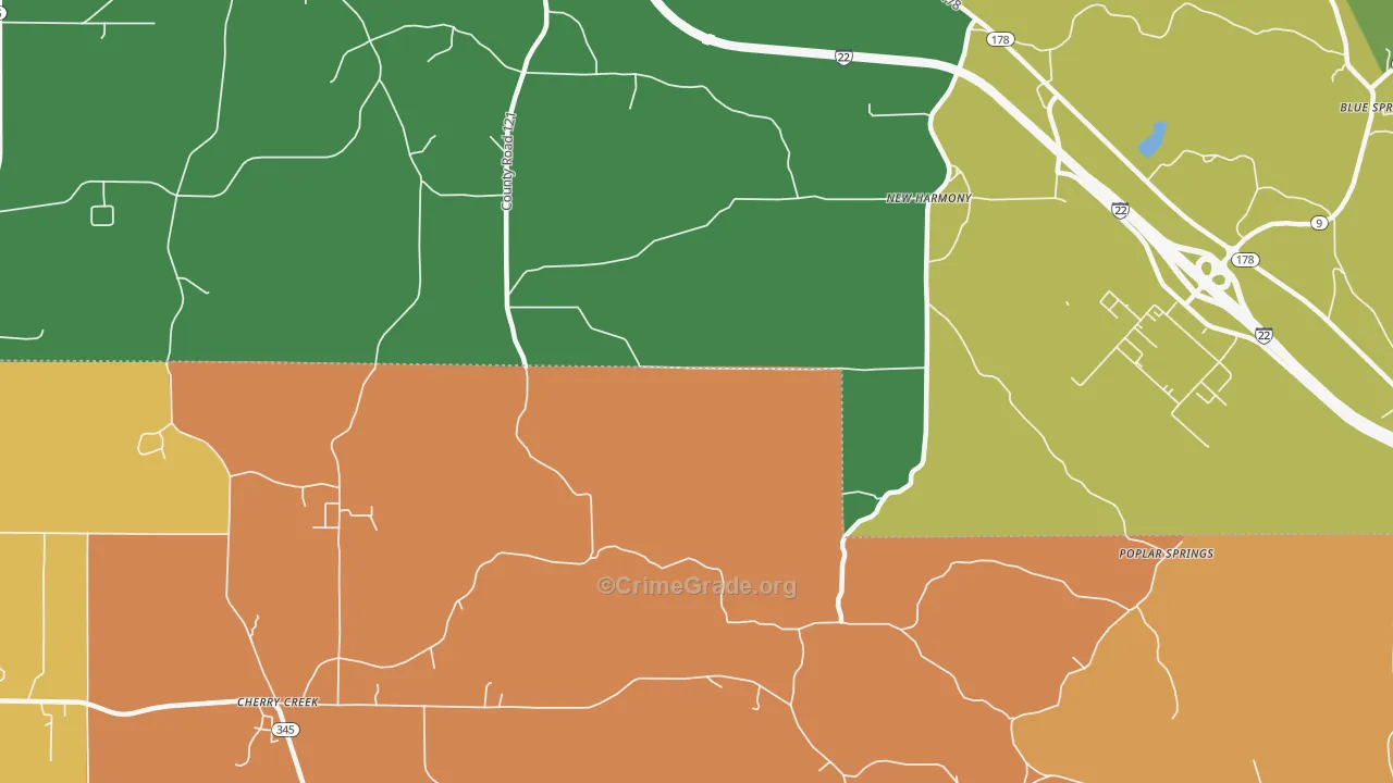 New Harmony, MS Map of Vandalism Rates