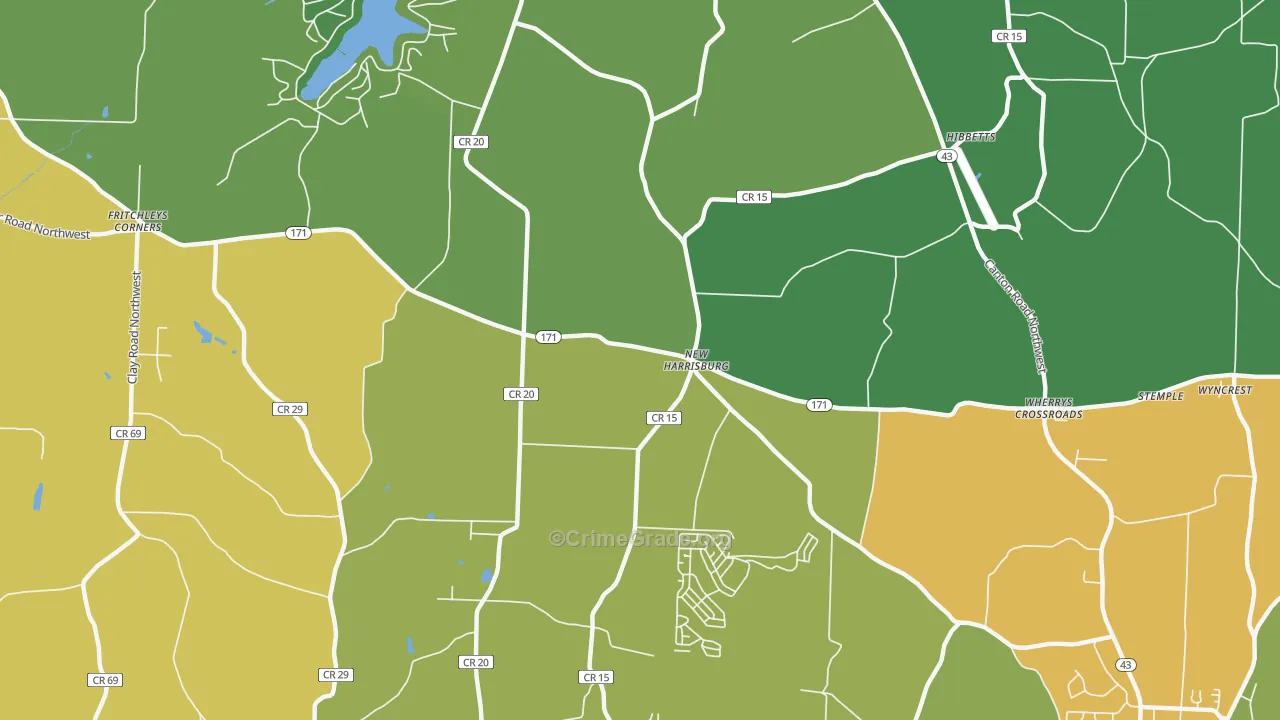 New Harrisburg, OH Map of Vandalism Rates
