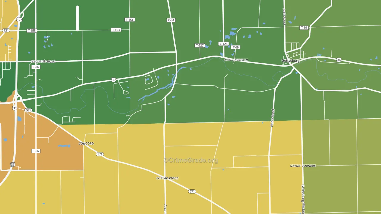 New Harrison, OH Map of Vandalism Rates