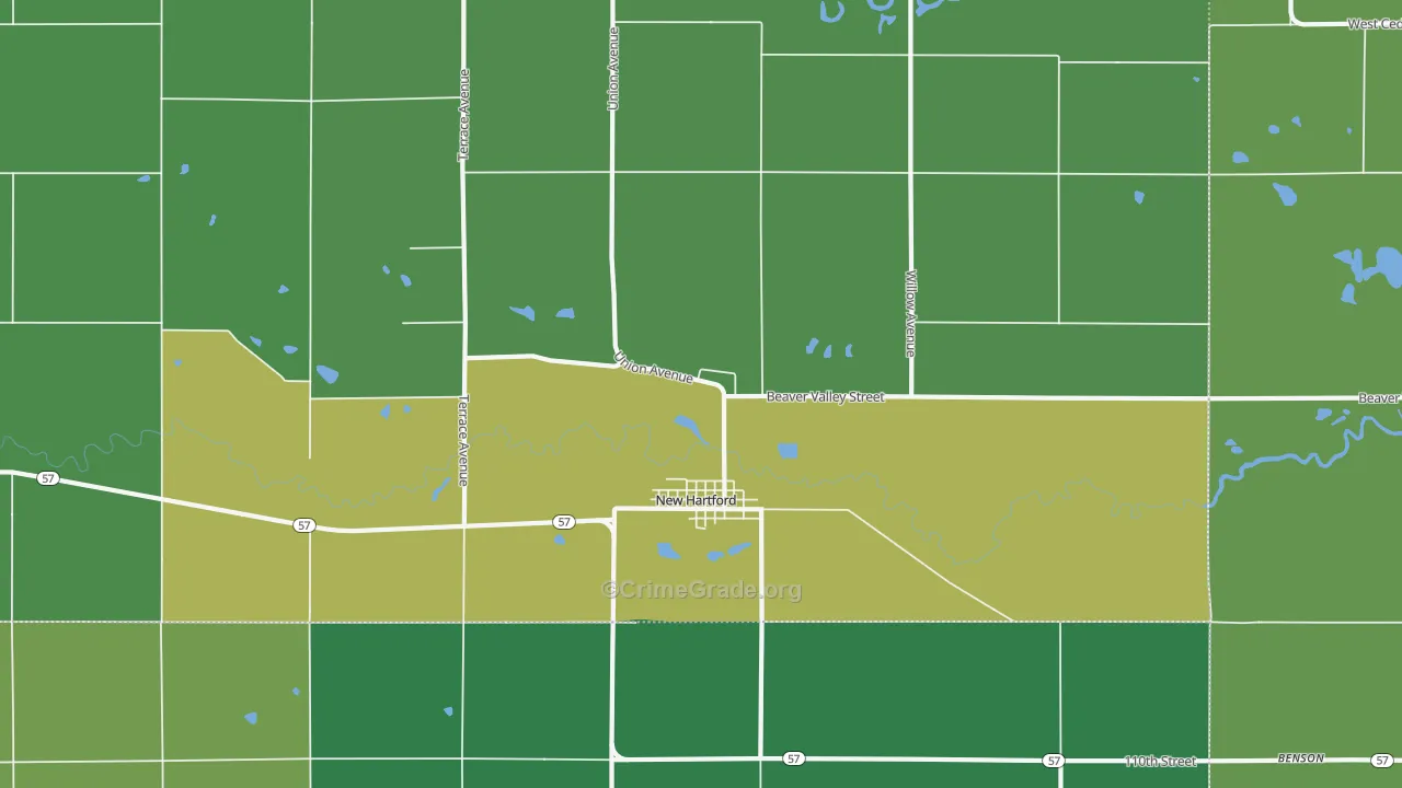 New Hartford, IA Map of Vandalism Rates