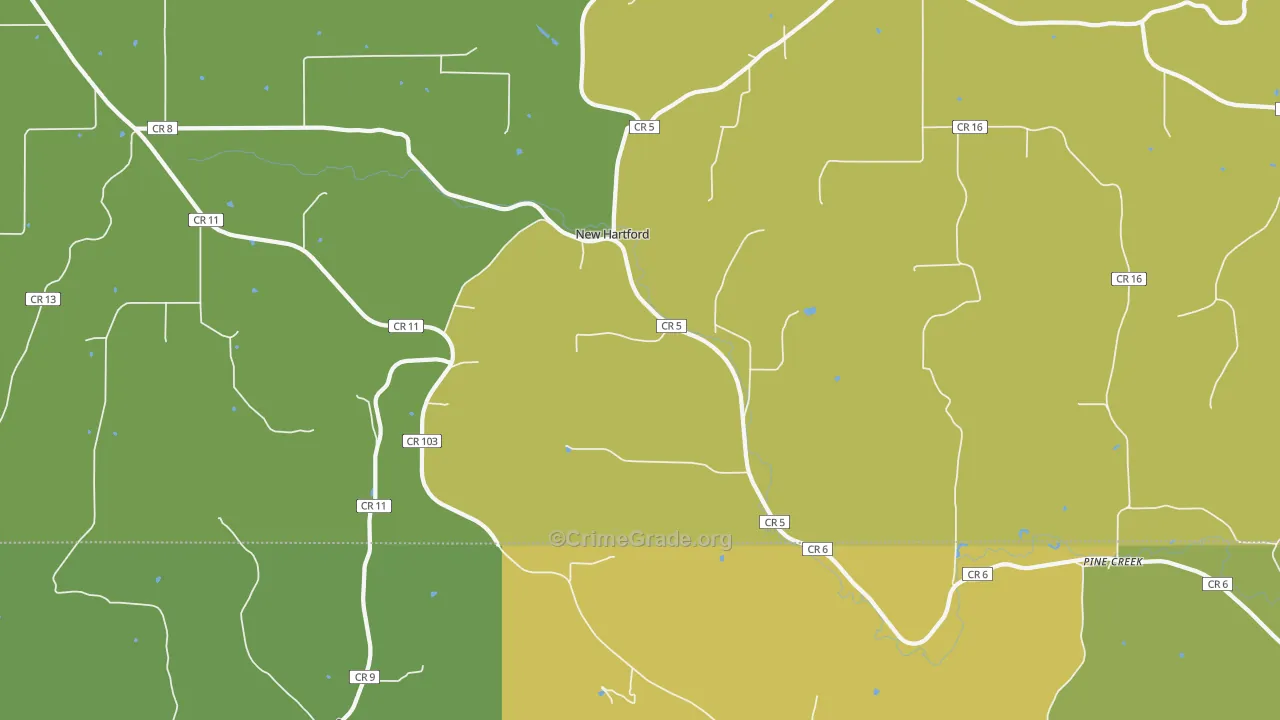 New Hartford, MN Map of Vandalism Rates
