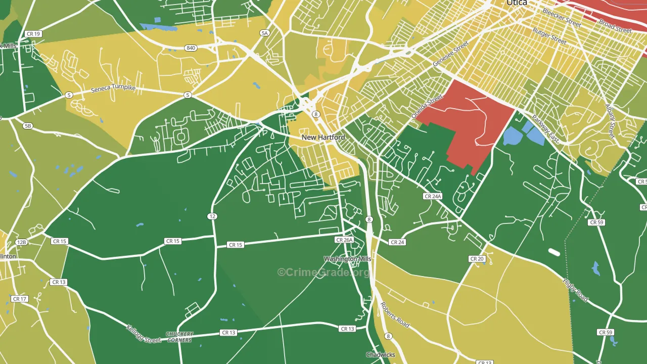 New Hartford, NY Map of Vandalism Rates