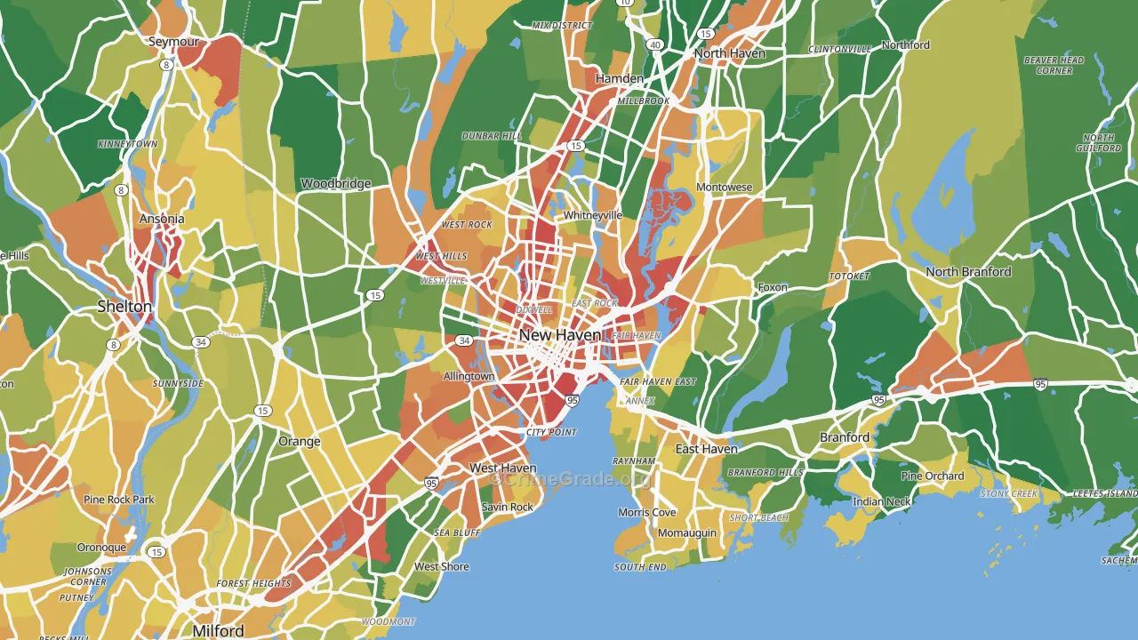 New Haven, CT Map of Vandalism Rates