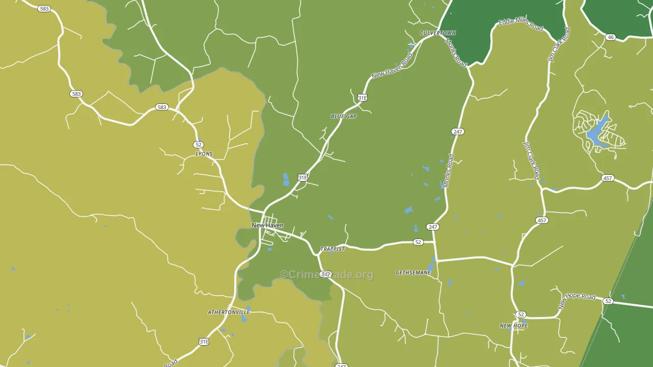 New Haven, KY Map of Vandalism Rates