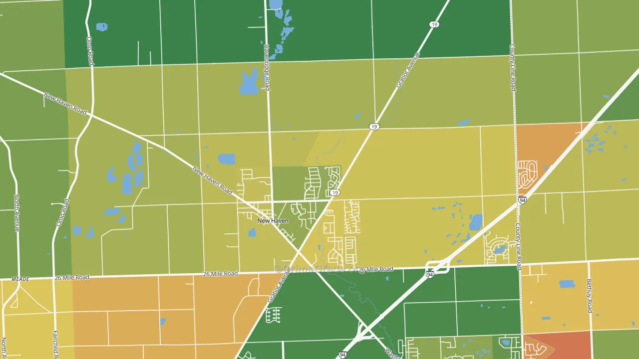 New Haven, MI Map of Vandalism Rates