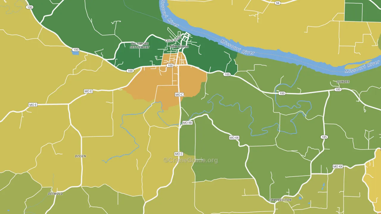 New Haven, MO Map of Vandalism Rates