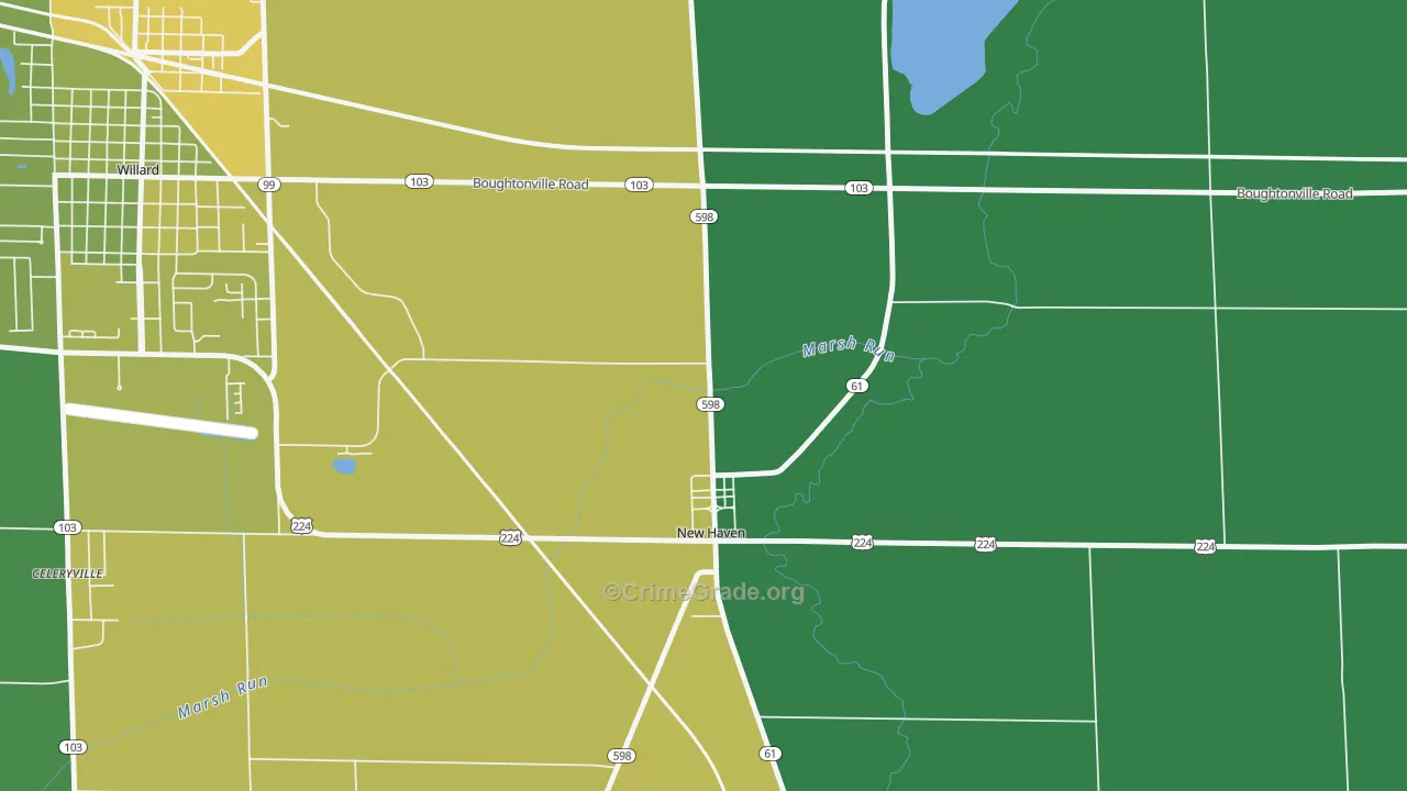 New Haven, OH Map of Vandalism Rates
