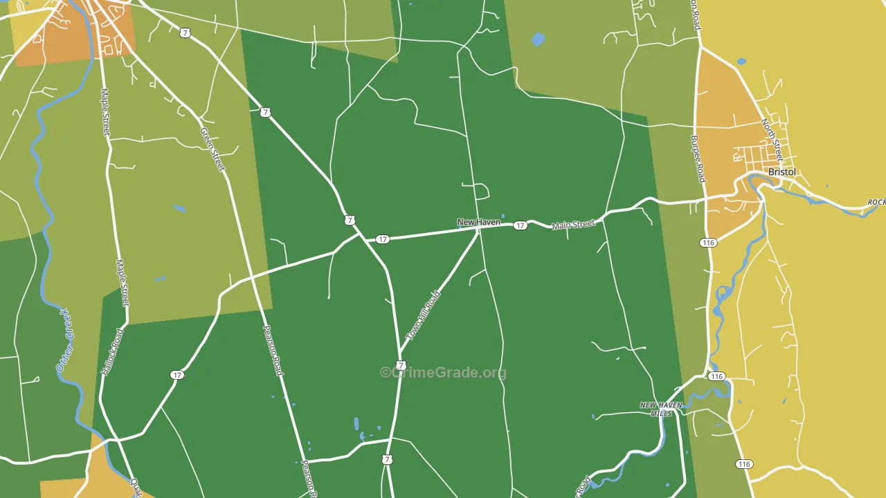 New Haven, VT Map of Vandalism Rates