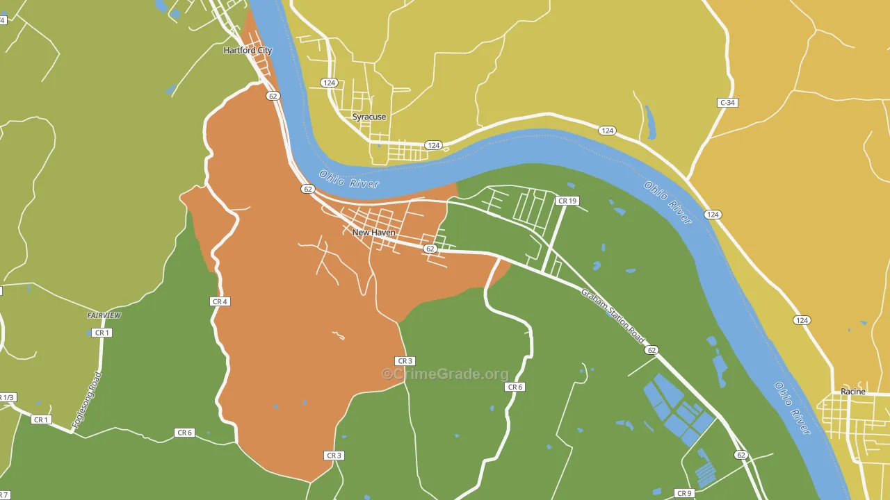 New Haven, WV Map of Vandalism Rates
