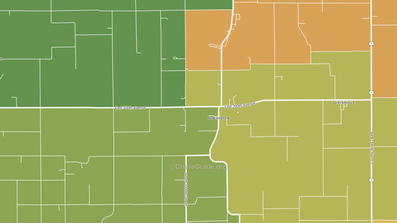 New Hebron, IL Map of Vandalism Rates