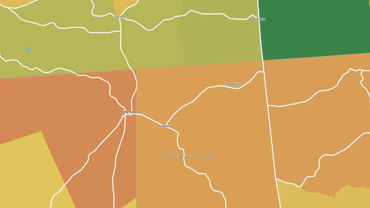 New Hebron, MS Map of Vandalism Rates