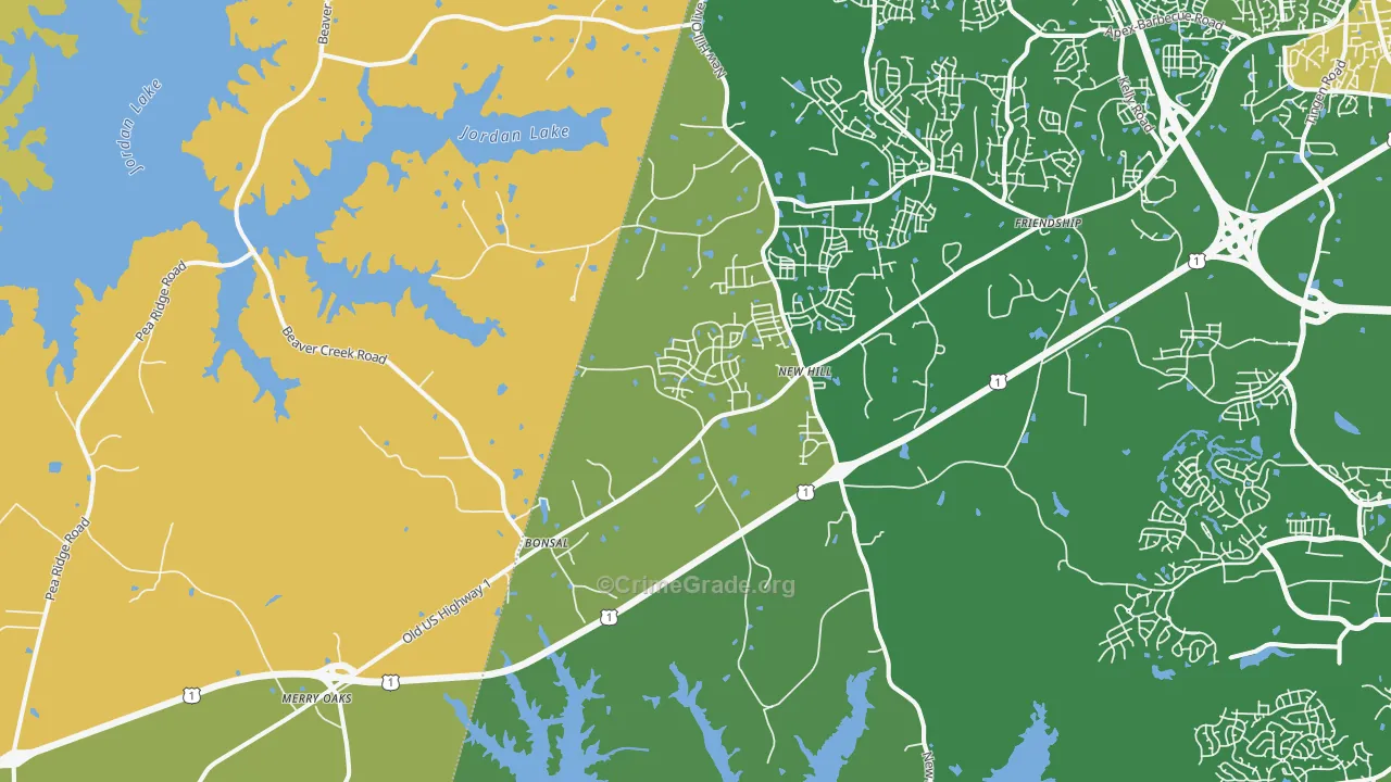 New Hill, NC Map of Vandalism Rates