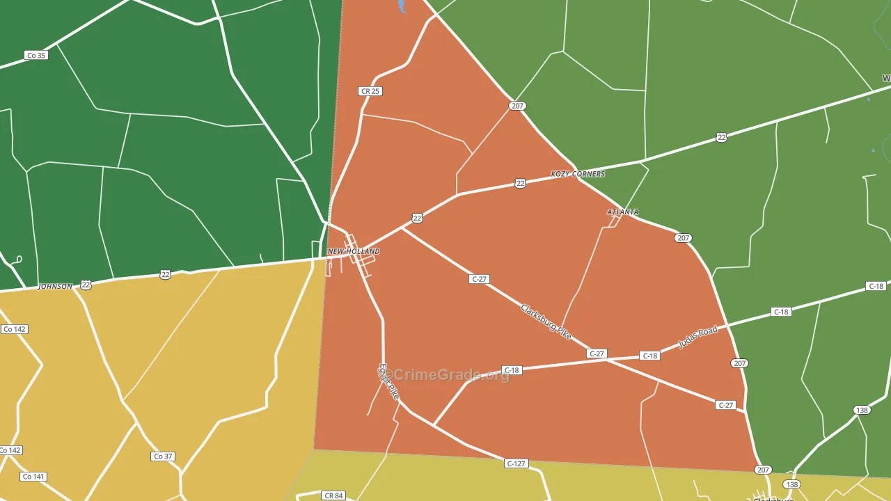 New Holland, OH Map of Vandalism Rates