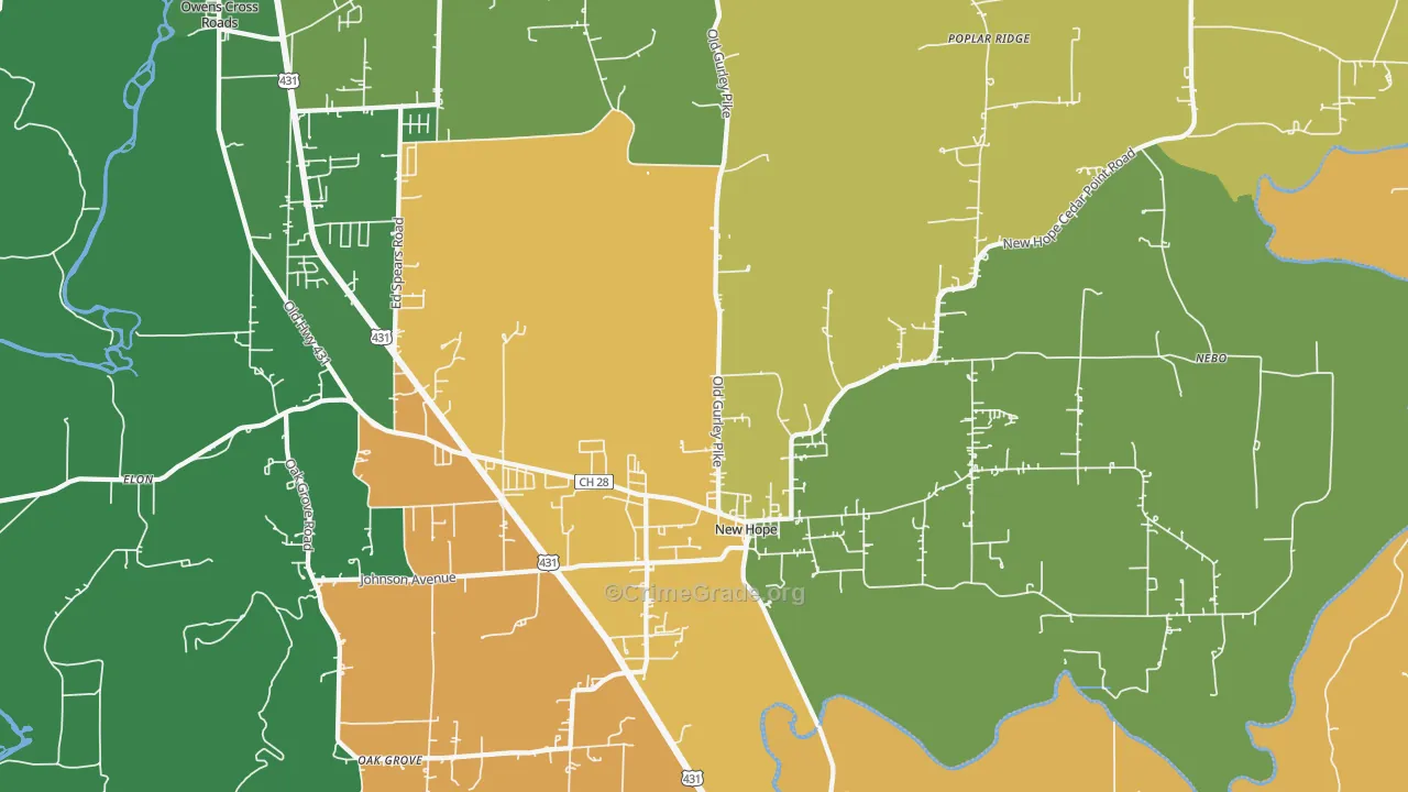New Hope, AL Map of Vandalism Rates