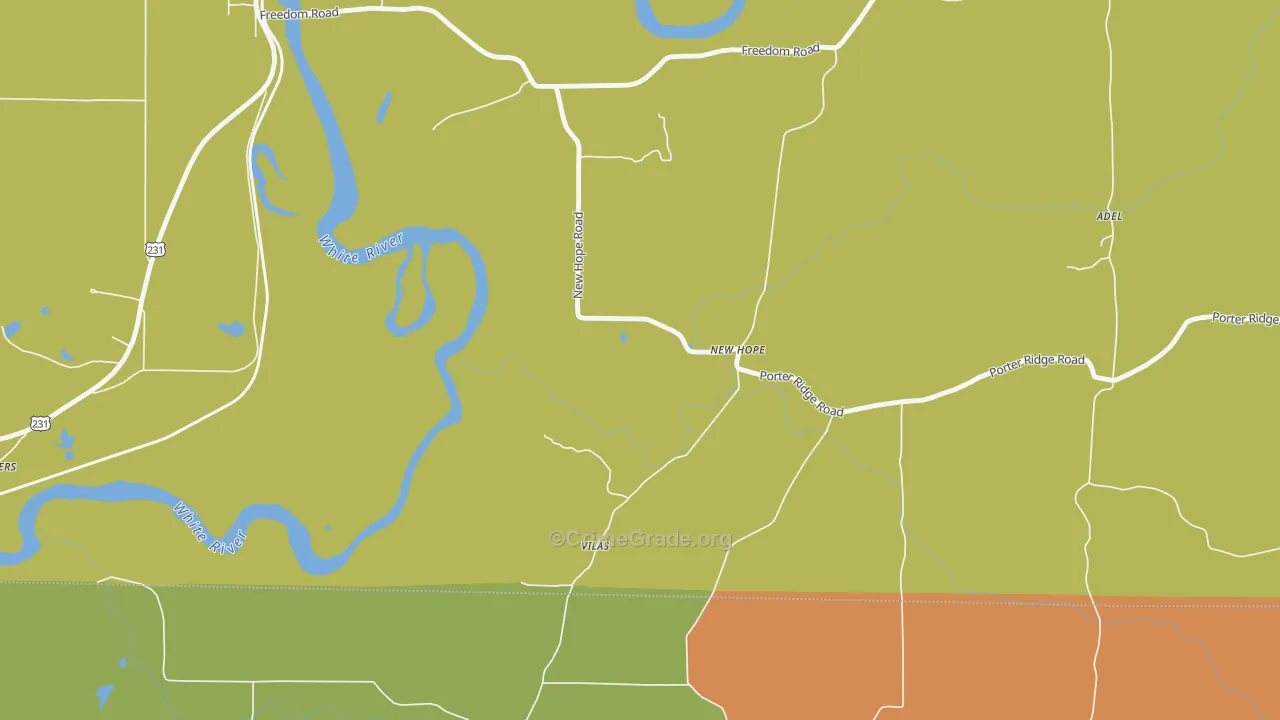 New Hope, IN Map of Vandalism Rates