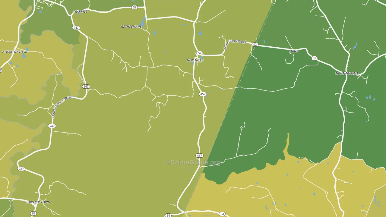 New Hope, KY Map of Vandalism Rates