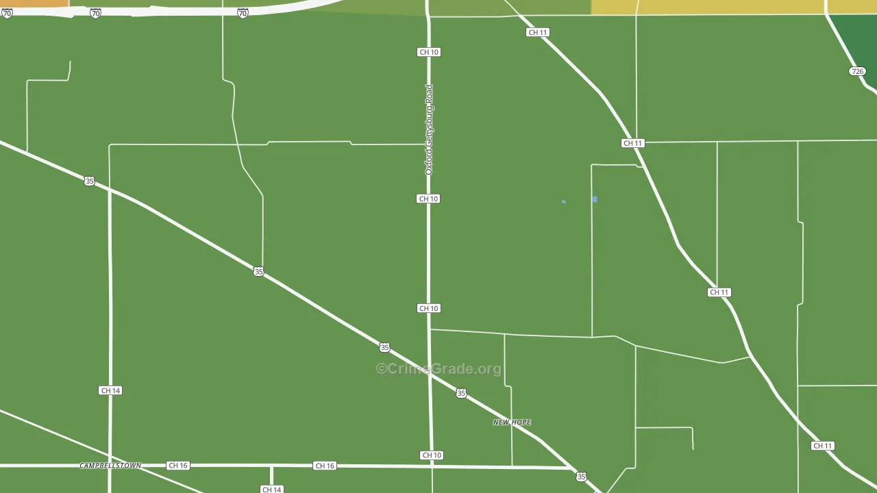 New Hope, OH Map of Vandalism Rates