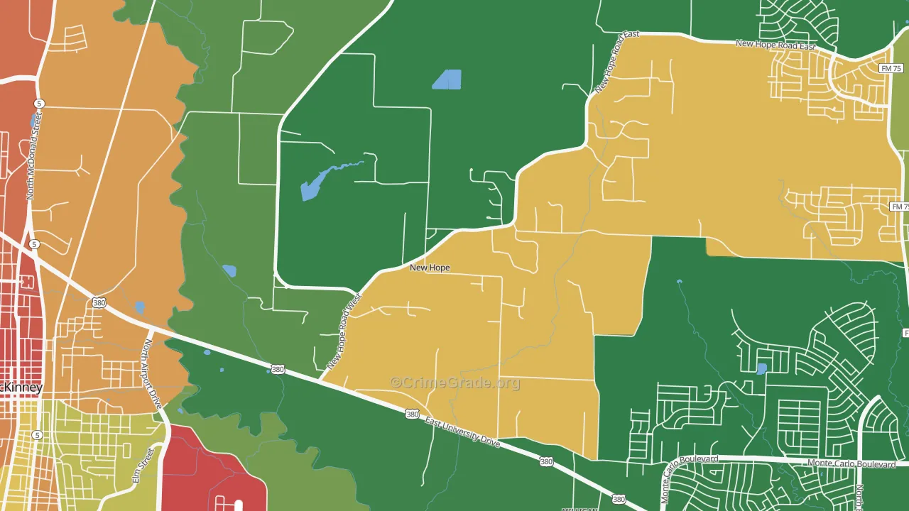 New Hope, TX Map of Vandalism Rates