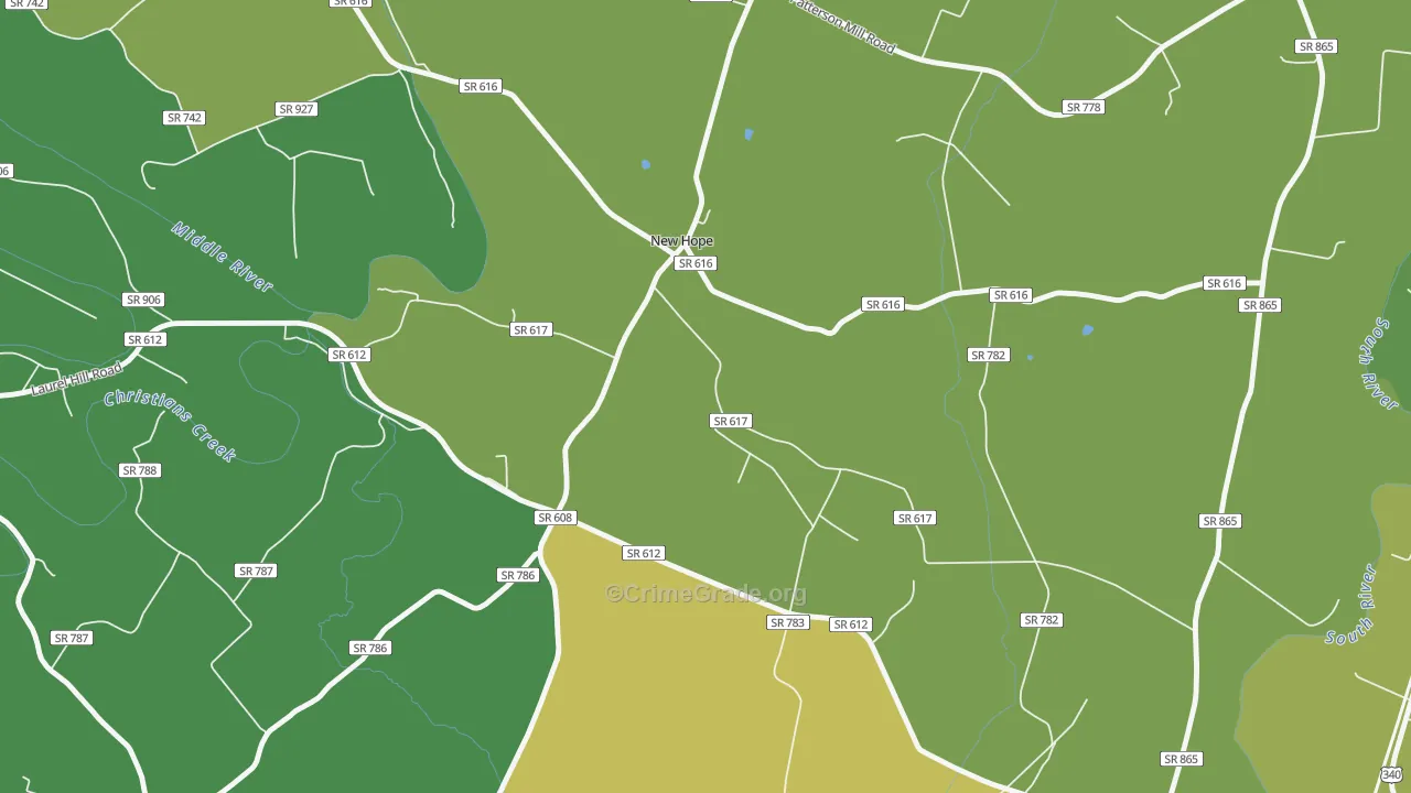 New Hope, VA Map of Vandalism Rates