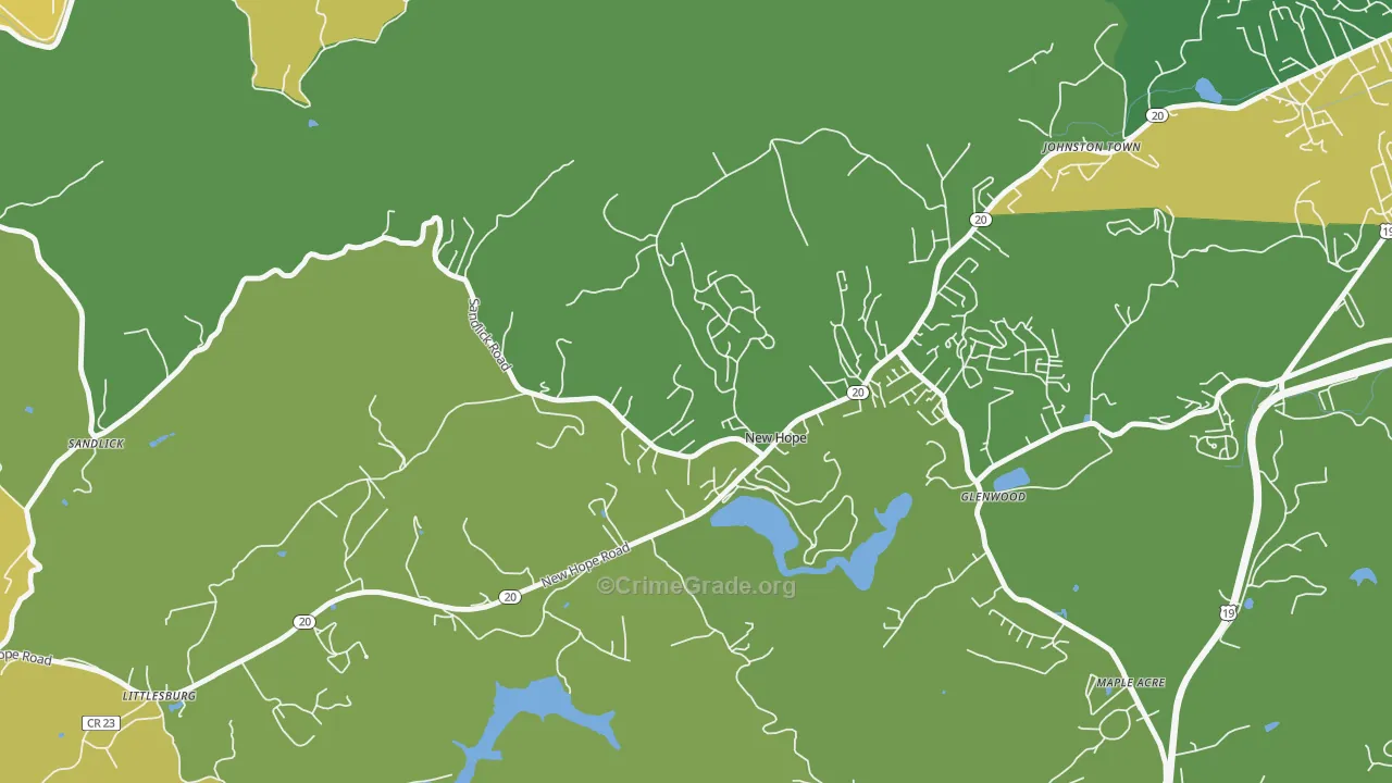 New Hope, WV Map of Vandalism Rates