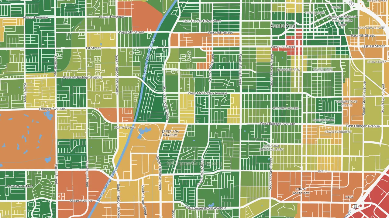 New Horizons, Santa Ana, CA Map of Vandalism Rates