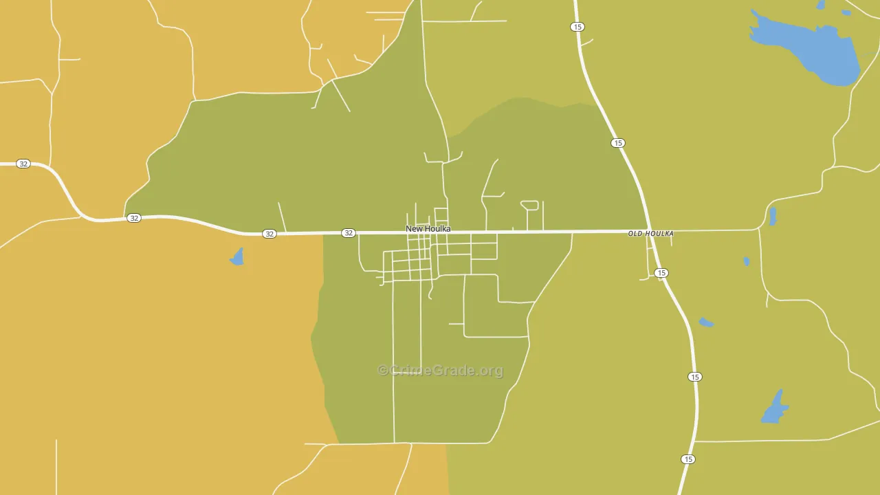 New Houlka, MS Map of Vandalism Rates