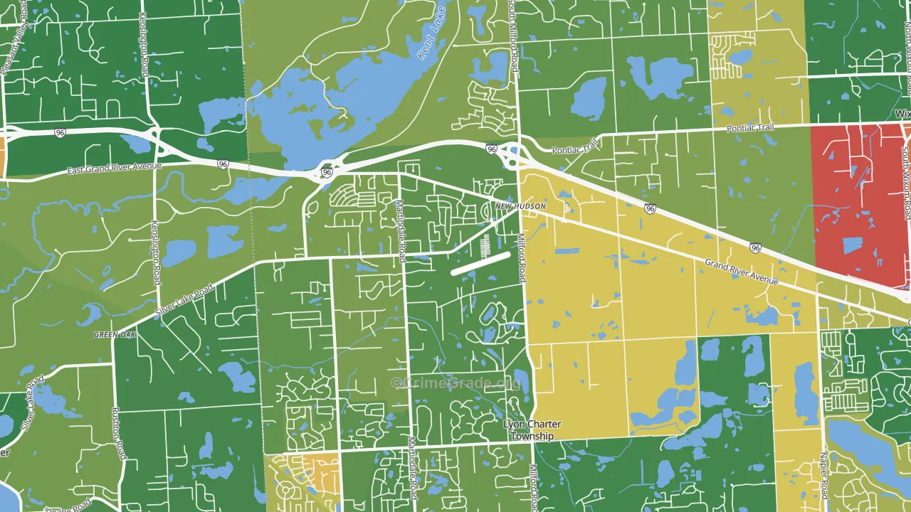 New Hudson, MI Map of Vandalism Rates