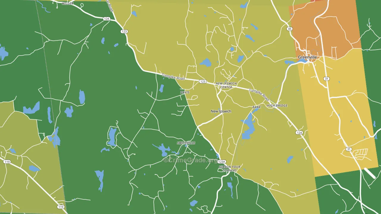 New Ipswich, NH Map of Vandalism Rates