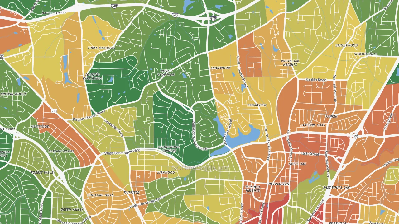 New Irving Park, Greensboro, NC Map of Vandalism Rates