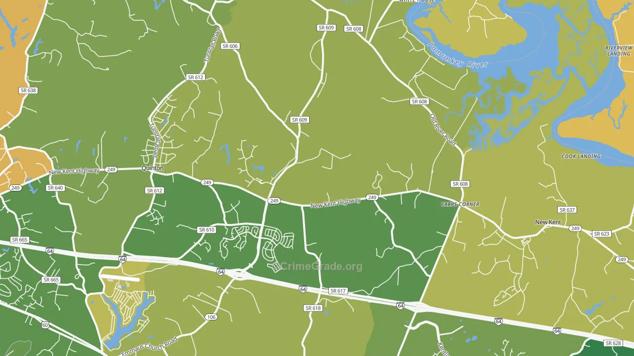 New Kent, VA Map of Vandalism Rates