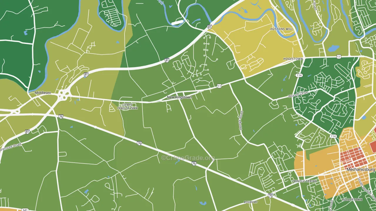 New Kingstown, PA Map of Vandalism Rates