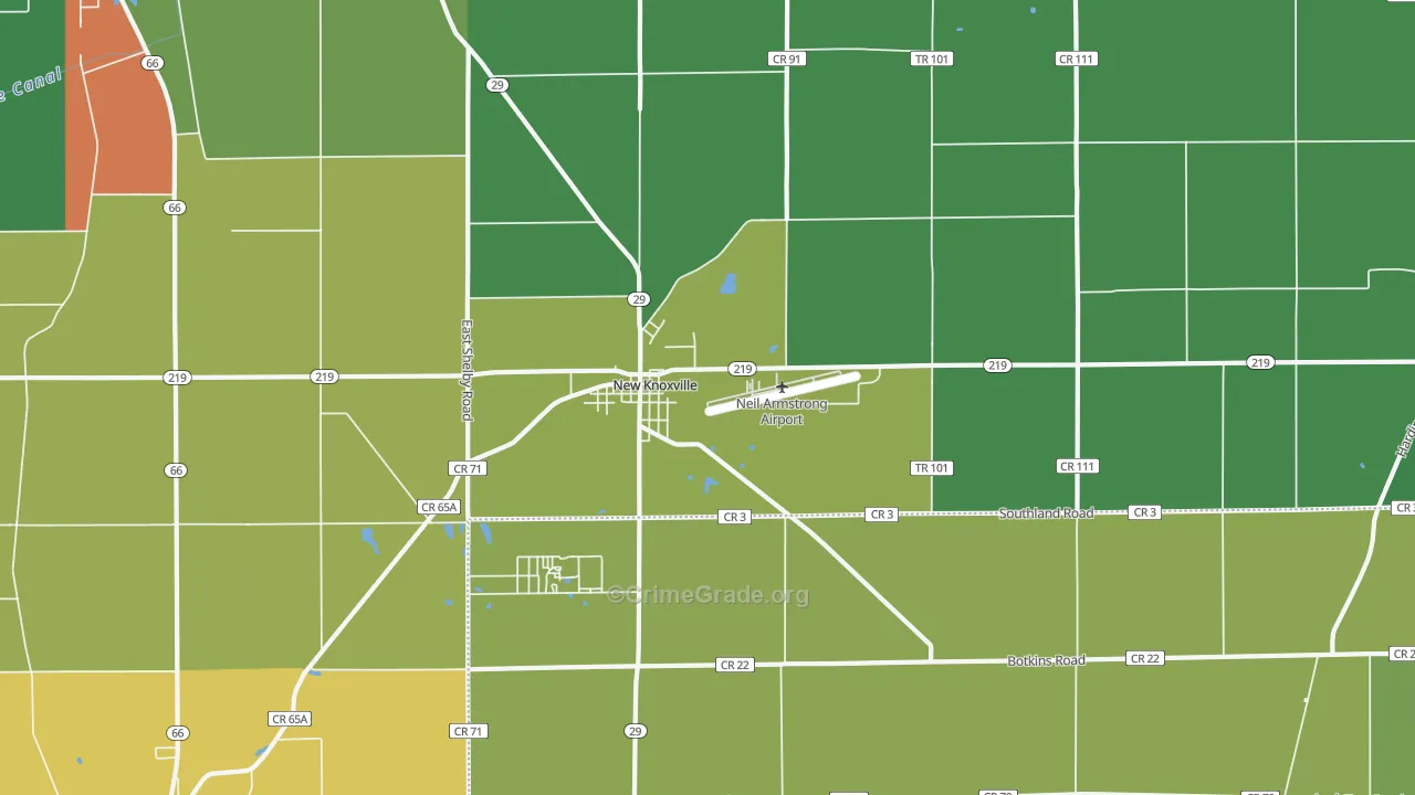 New Knoxville, OH Map of Vandalism Rates