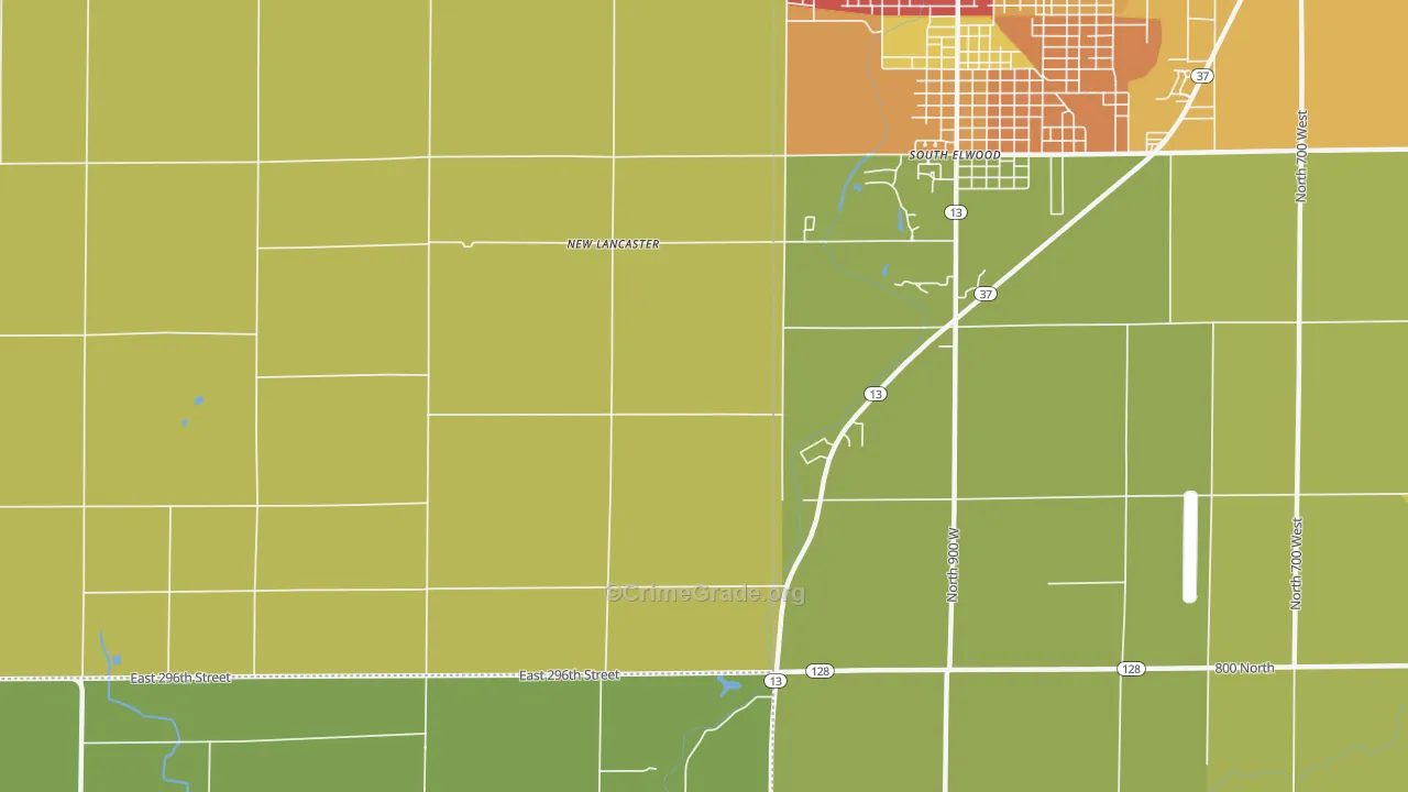 New Lancaster, IN Map of Vandalism Rates