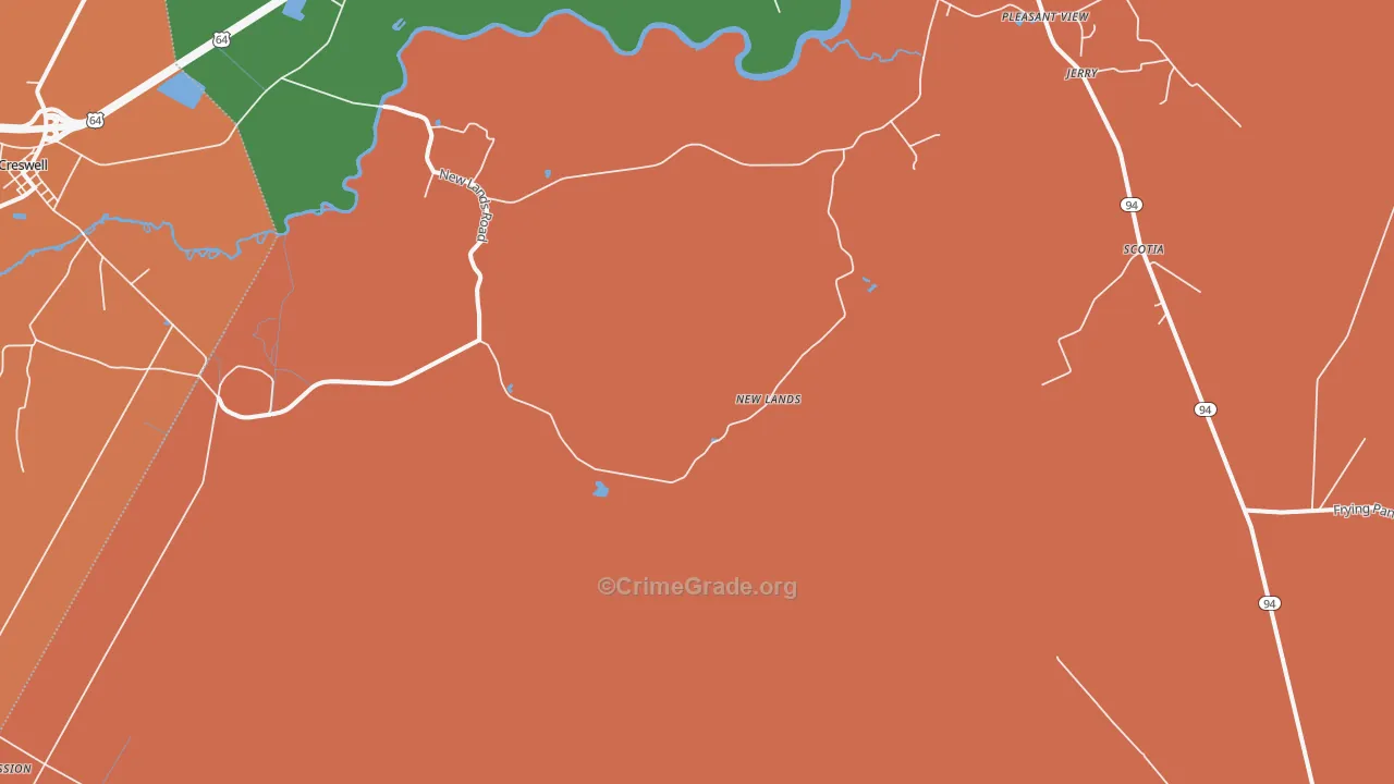 New Lands, NC Map of Vandalism Rates