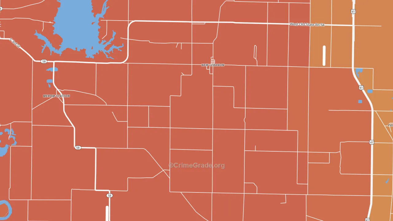 New Lebanon, IN Map of Vandalism Rates