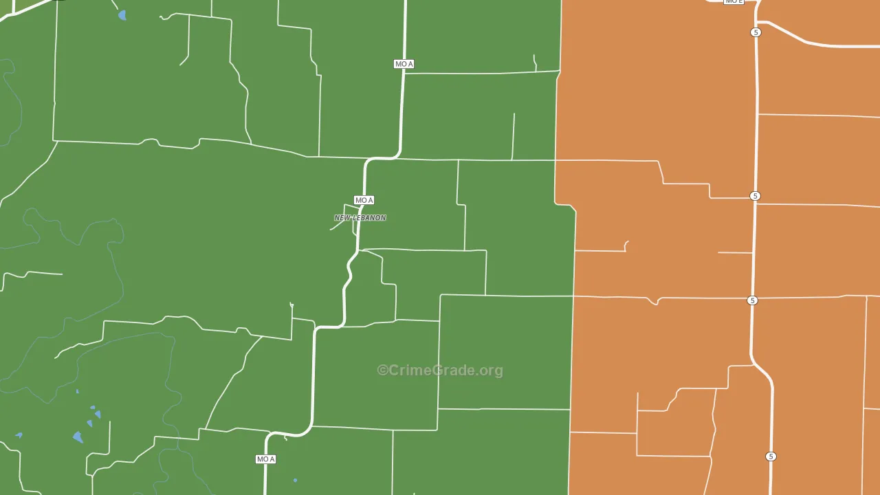 New Lebanon, MO Map of Vandalism Rates
