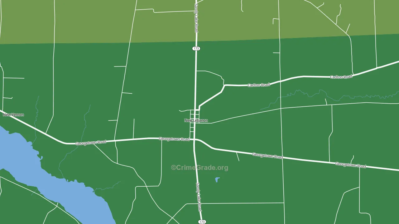 New Lebanon, PA Map of Vandalism Rates