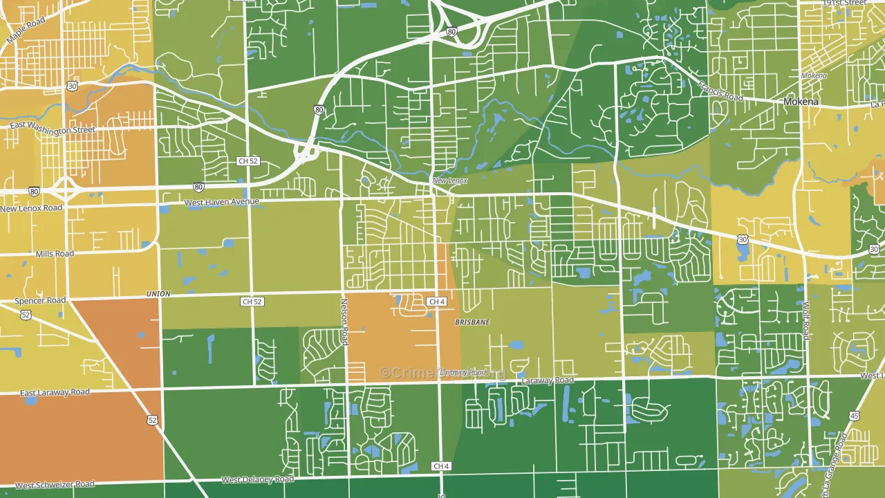 New Lenox, IL Map of Vandalism Rates