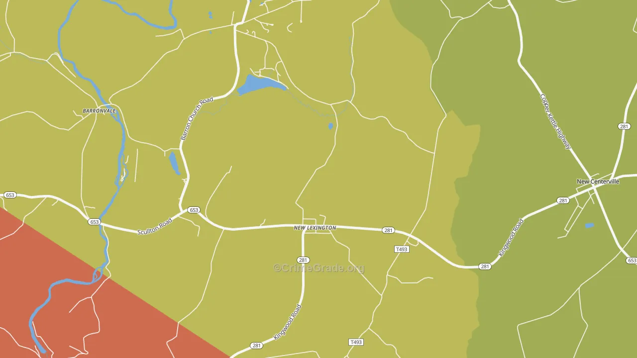 New Lexington, PA Map of Vandalism Rates