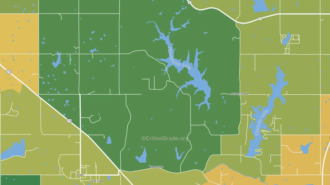 New Lima, OK Map of Vandalism Rates